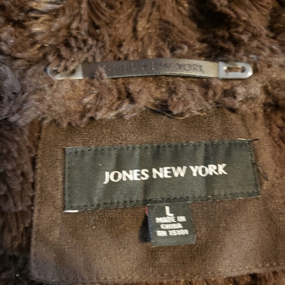 Jones New York Brown Faux Suede Jacket sz. L - Picture 4 of 5